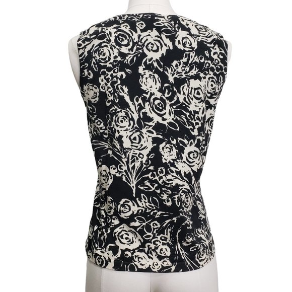 Jillian Jones Black & Cream Floral Print Silk Blend Twin Set, M - Picture 5 of 11